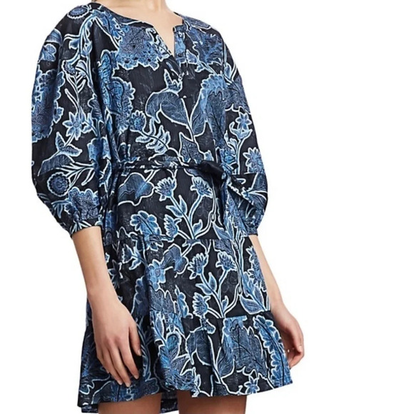 Parker Boho Denim Blue Batik Floral Print Dress - Size XXL - Summer ready! - Picture 2 of 5